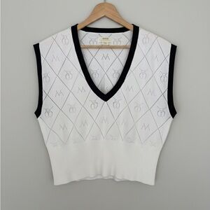 Anthropologie Black and White V-Neck Crop Top